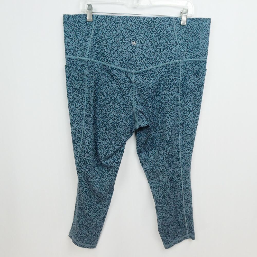 Athleta Salutation Stash II Textured Leggings Sz 2X Teal Leopard Tight 631936 - Picture 8 of 13